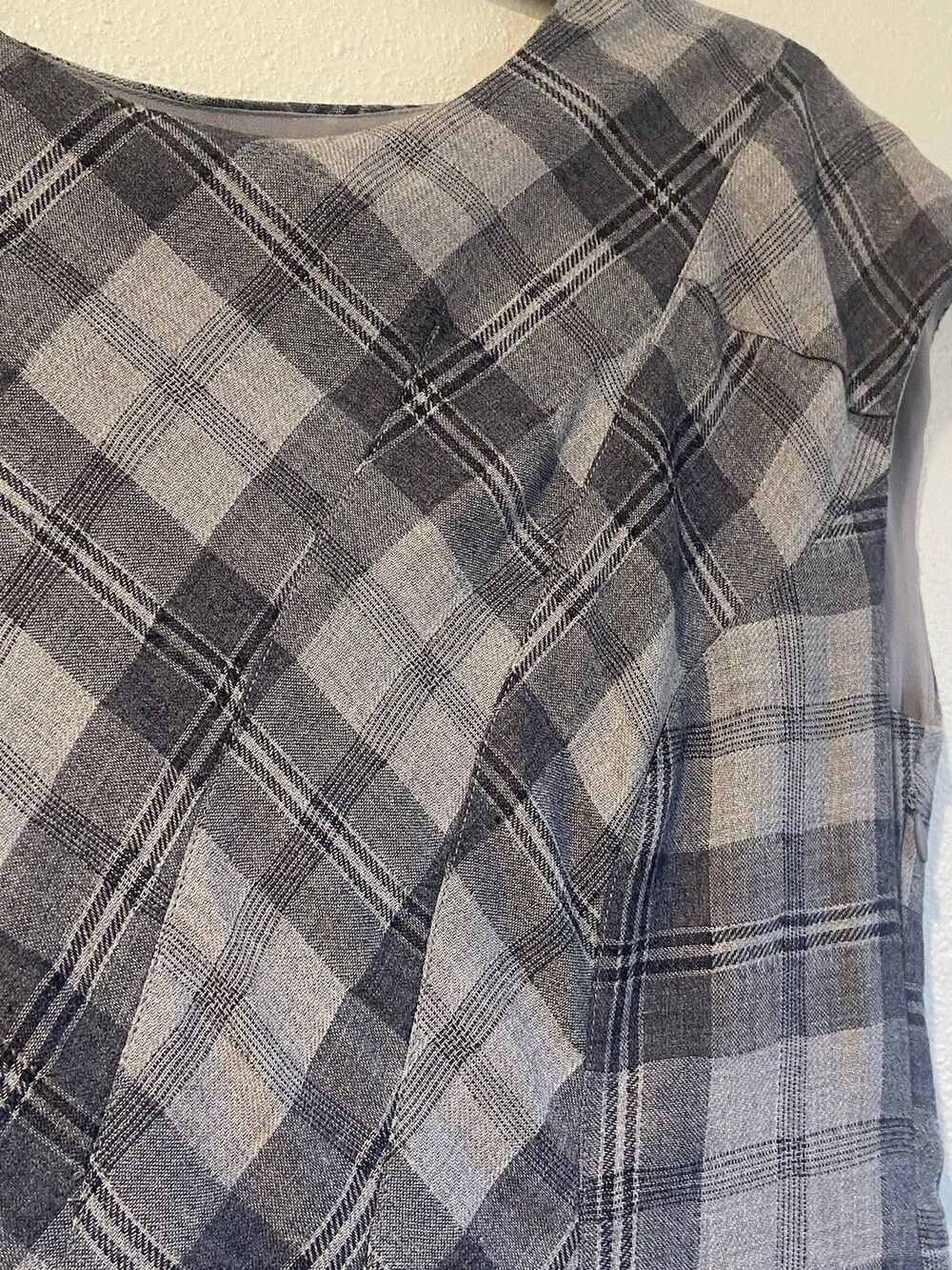 Sundance Womens Cap Sleeve a Line Dress Gray Plaid Dress - Picture 3 of 16